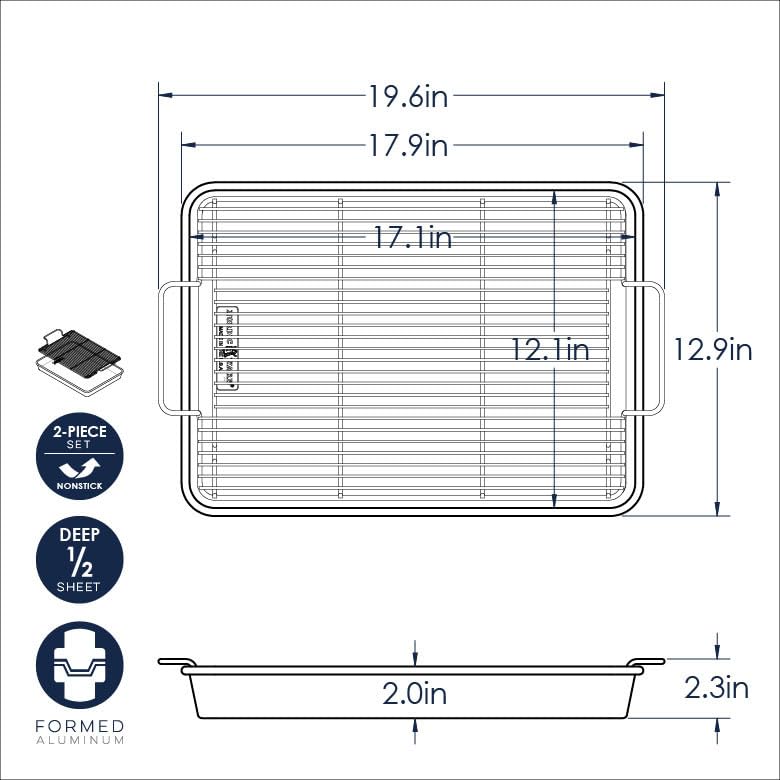 Nordic Ware Extra Large Oven Crisping Baking Tray, with Rack, Silver
