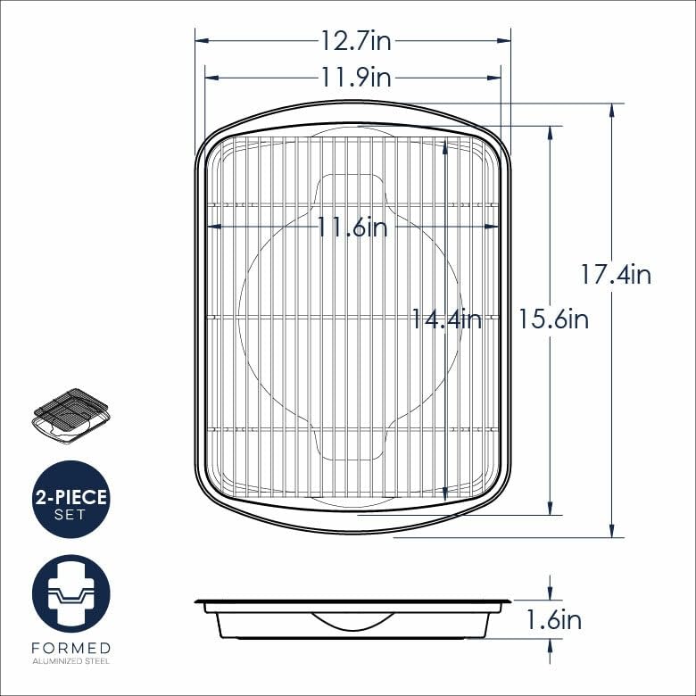 Nordic Ware Extra Large Oven Crisping Baking Tray, with Rack, Silver