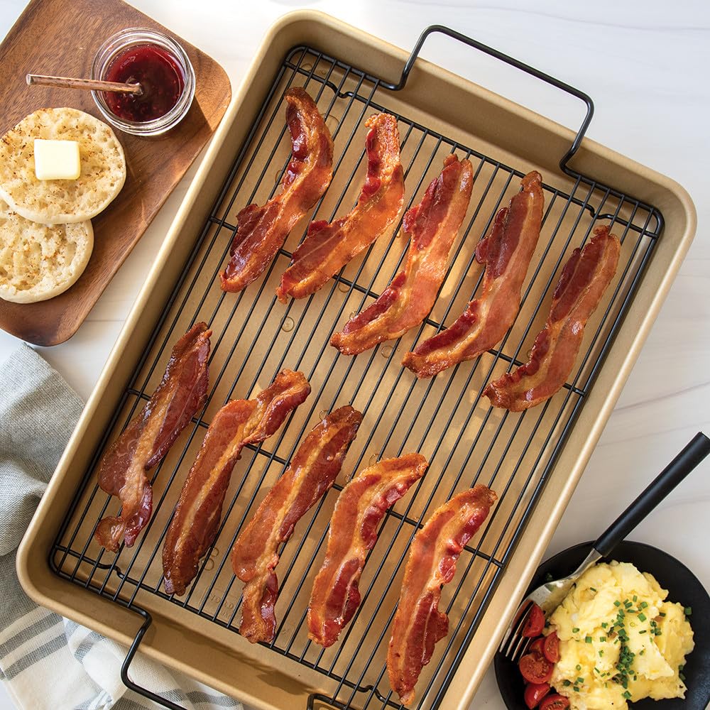 Nordic Ware Extra Large Oven Crisping Baking Tray, with Rack, Silver