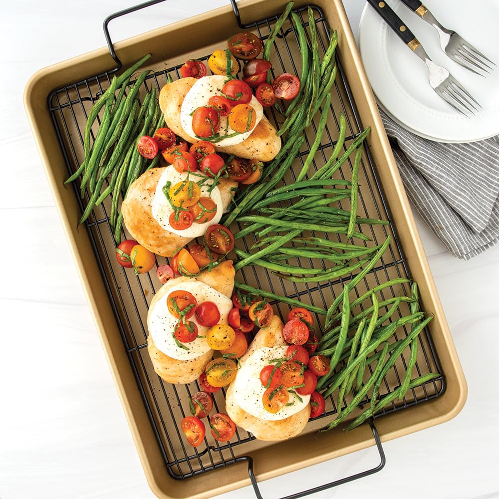 Nordic Ware Extra Large Oven Crisping Baking Tray, with Rack, Silver