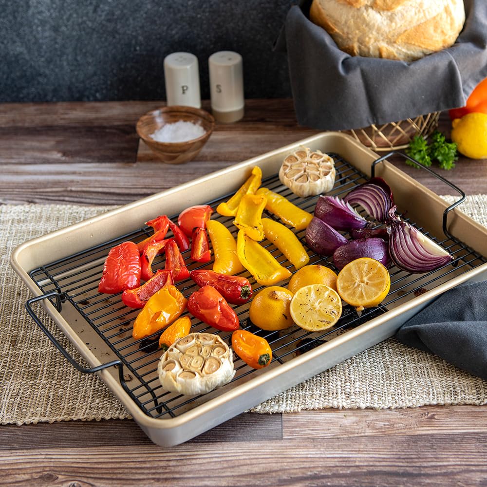 Nordic Ware Extra Large Oven Crisping Baking Tray, with Rack, Silver